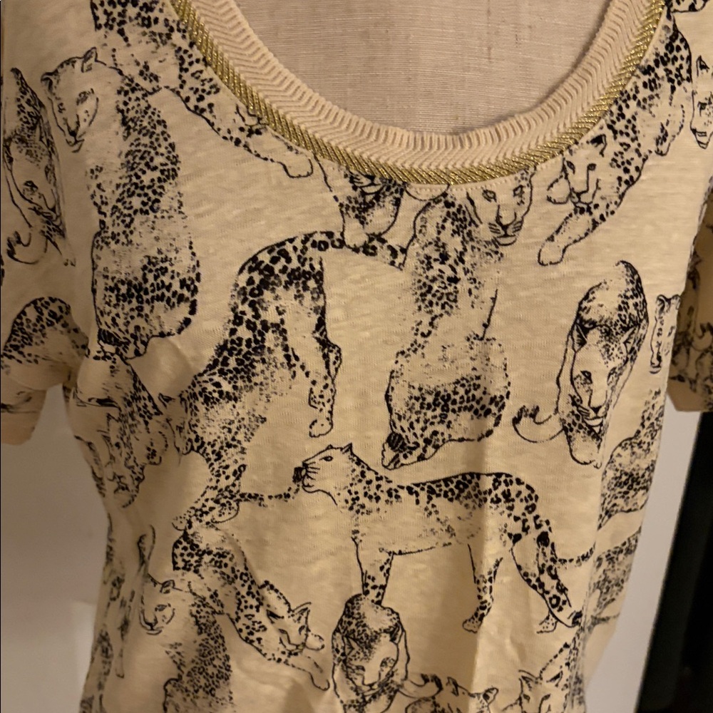 Chico's Beige and Black Short Sleeve Top